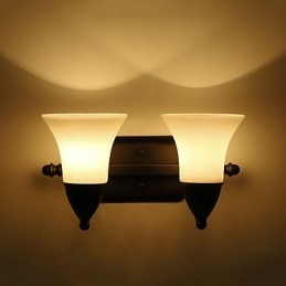Applique da parete rustica finitura in ossido nero, luce ambientale, 2 lampadine E27