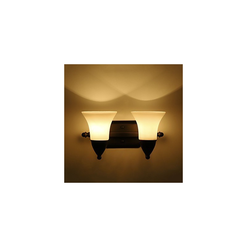 Applique da parete rustica finitura in ossido nero, luce ambientale, 2 lampadine E27
