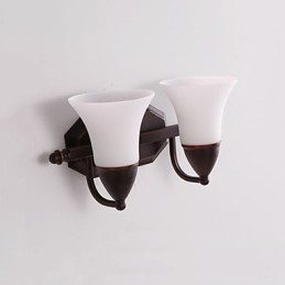 Applique da parete rustica finitura in ossido nero, luce ambientale, 2 lampadine E27