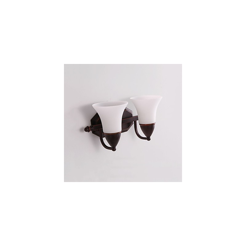Applique da parete rustica finitura in ossido nero, luce ambientale, 2 lampadine E27