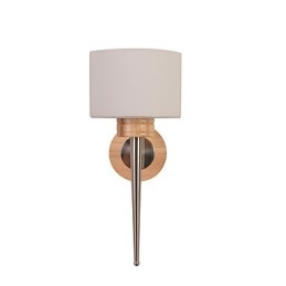 Applique da parete semplice con paralume in vetro e legno massello