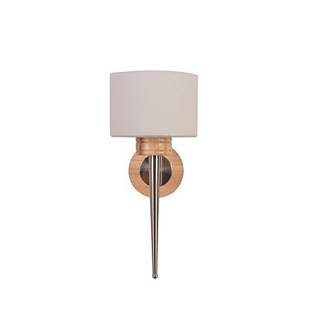 Applique da parete semplice con paralume in vetro e legno massello