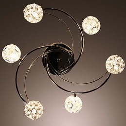 Plafoniera a filo moderna e contemporanea in cristallo, finitura galvanizzata, 8 lampadine G4