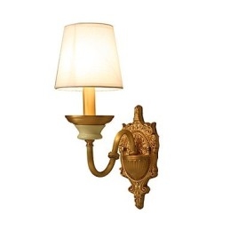 Applique da parete classica paese in ottone, mini uplight, lampadina inclusa