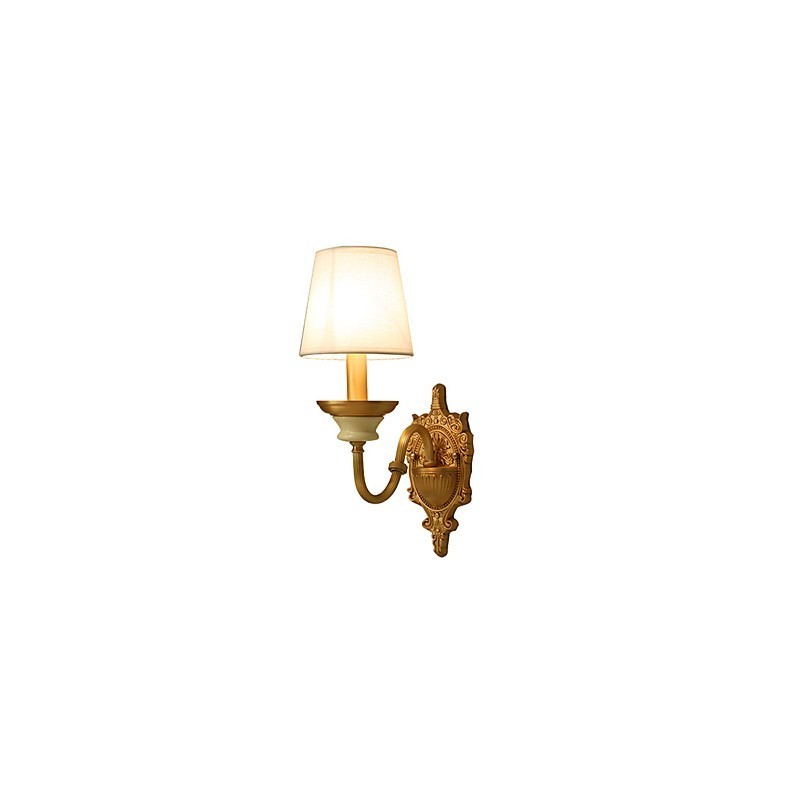 Applique da parete classica paese in ottone, mini uplight, lampadina inclusa
