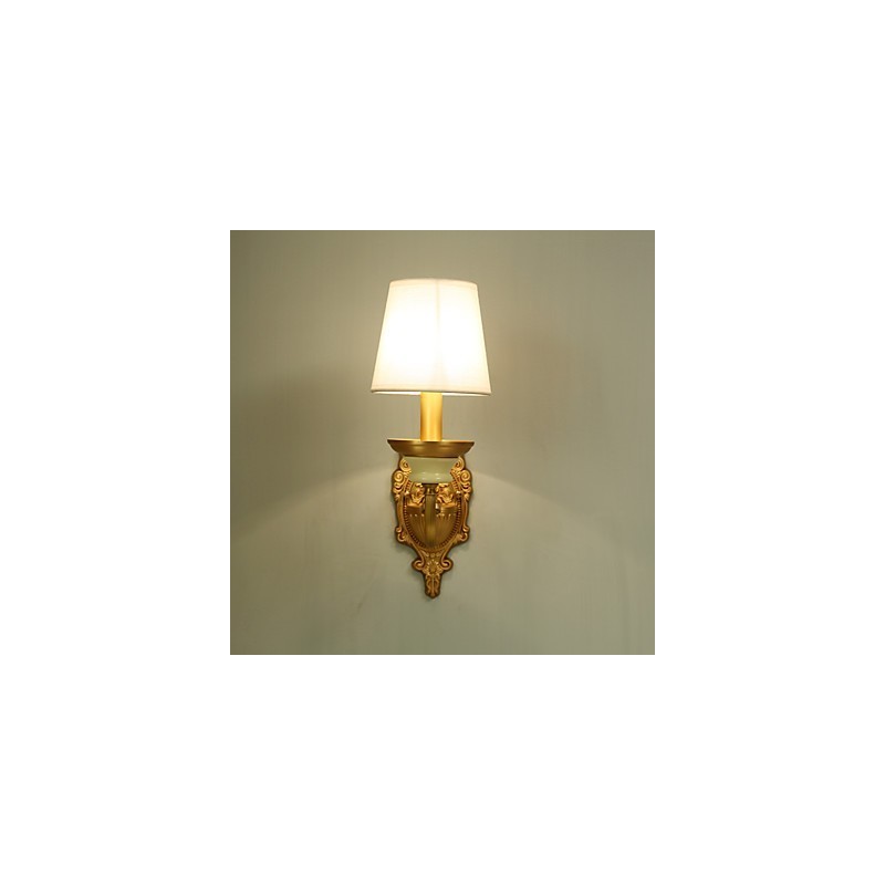 Applique da parete classica paese in ottone, mini uplight, lampadina inclusa