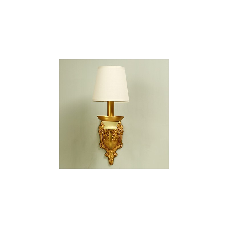 Applique da parete classica paese in ottone, mini uplight, lampadina inclusa