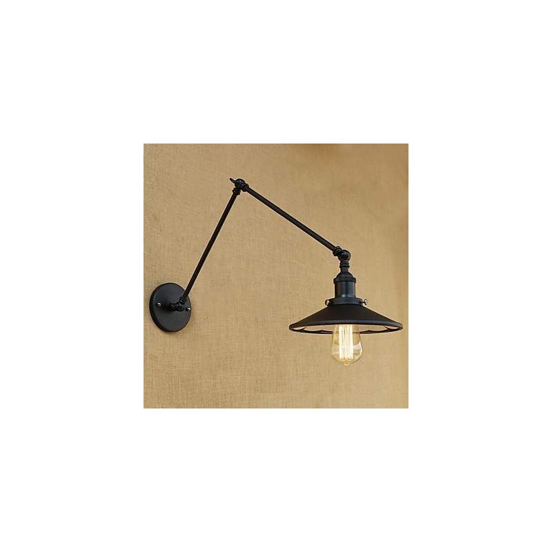Applique da parete country retrò con braccio oscillante, pitturata, E26/E27, 60 W