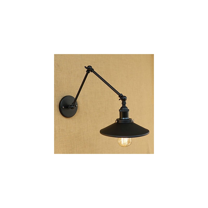 Applique da parete country retrò con braccio oscillante, pitturata, E26/E27, 60 W