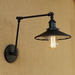 Applique da parete country retrò con braccio oscillante, pitturata, E26/E27, 60 W