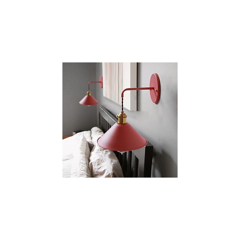 Applique da parete industriale vintage in metallo, 1 lampadina E26/E27, 20,5 x 13 cm