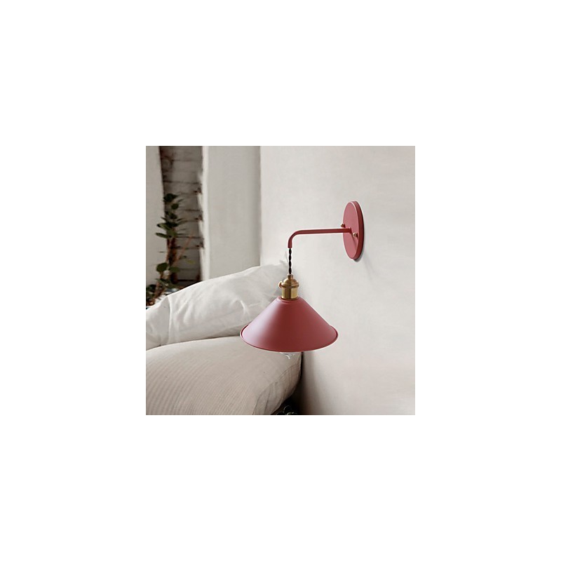 Applique da parete industriale vintage in metallo, 1 lampadina E26/E27, 20,5 x 13 cm