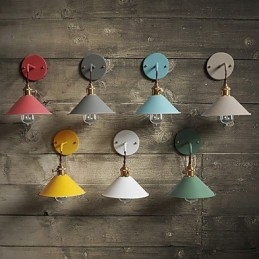Applique da parete industriale vintage in metallo, 1 lampadina E26/E27, 20,5 x 13 cm