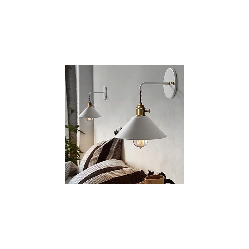 Applique da parete industriale vintage in metallo, 1 lampadina E26/E27, 20,5 x 13 cm