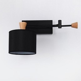 Applique da parete moderna contemporanea in legno/bambù e tessuto, E27, 22 x 44 cm