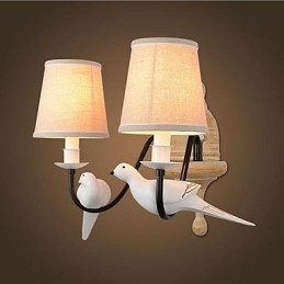 Applique da parete vintage in tessuto e metallo E14 2 lampadine 40 cm