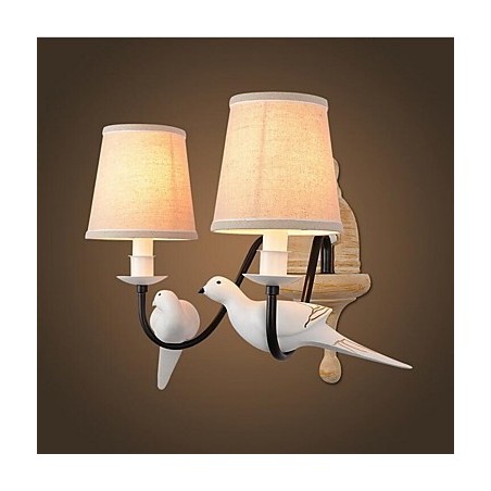 Applique da parete vintage in tessuto e metallo E14 2 lampadine 40 cm