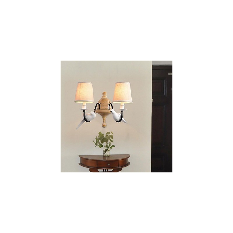 Applique da parete vintage in tessuto e metallo E14 2 lampadine 40 cm