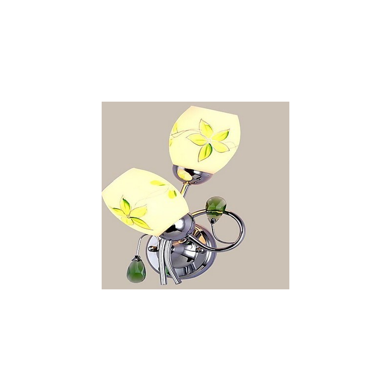 Applique da parete in cristallo con luce ambientale, 2 lampadine E27, 27 cm