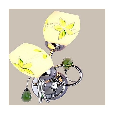 Applique da parete in cristallo con luce ambientale, 2 lampadine E27, 27 cm