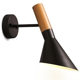Applique da parete in metallo effetto legno orientabile, stile nordico, E26/E27, 60 W