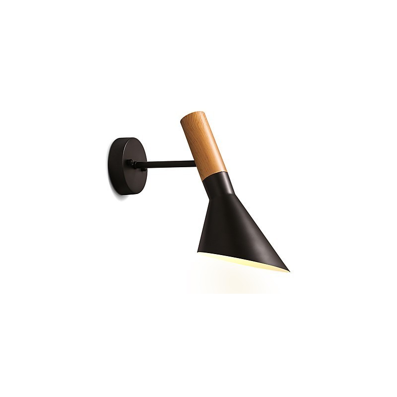 Applique da parete in metallo effetto legno orientabile, stile nordico, E26/E27, 60 W