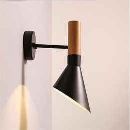 Applique da parete in metallo effetto legno orientabile, stile nordico, E26/E27, 60 W