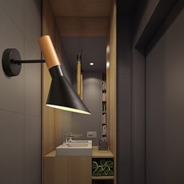 Applique da parete in metallo effetto legno orientabile, stile nordico, E26/E27, 60 W
