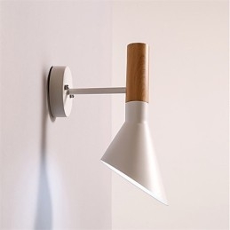 Applique da parete in metallo effetto legno orientabile, stile nordico, E26/E27, 60 W
