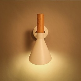 Applique da parete in metallo effetto legno orientabile, stile nordico, E26/E27, 60 W