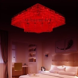 Plafoniera a filo in cristallo e metallo, 3 lampadine E26/E27, 970 mm