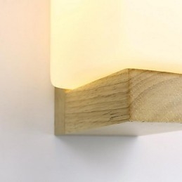 Applique da parete moderna contemporanea in vetro e legno/bambù, E27, 11 x 25 cm
