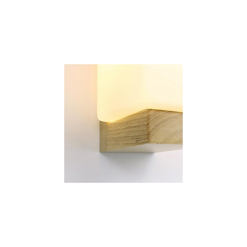 Applique da parete moderna contemporanea in vetro e legno/bambù, E27, 11 x 25 cm