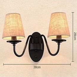 Applique da parete vintage con faretto da incasso, 2 lampadine E14, 38 x 28 cm