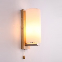 Applique da parete country mini con protezione occhi, luce ambientale, legno/bambù, E27