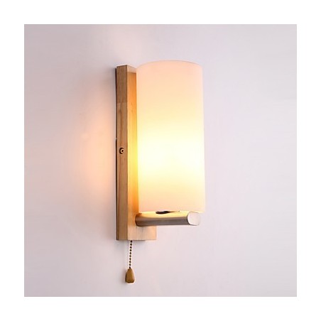 Applique da parete country mini con protezione occhi, luce ambientale, legno/bambù, E27