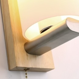 Applique da parete country mini con protezione occhi, luce ambientale, legno/bambù, E27