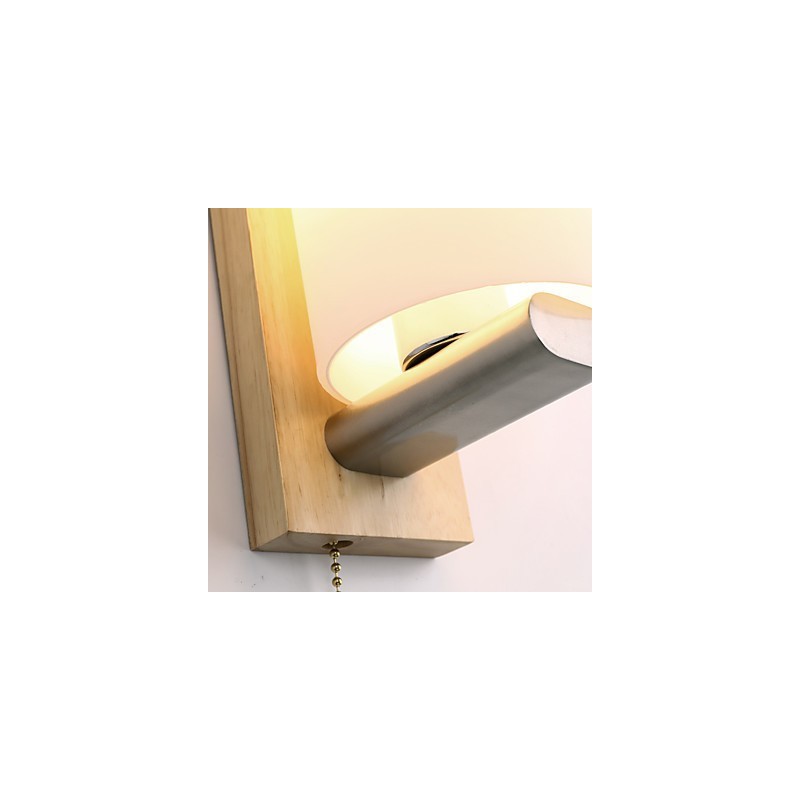 Applique da parete country mini con protezione occhi, luce ambientale, legno/bambù, E27