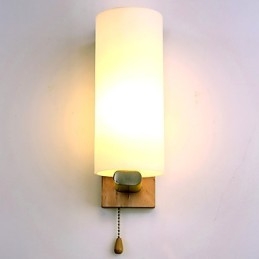 Applique da parete country mini con protezione occhi, luce ambientale, legno/bambù, E27