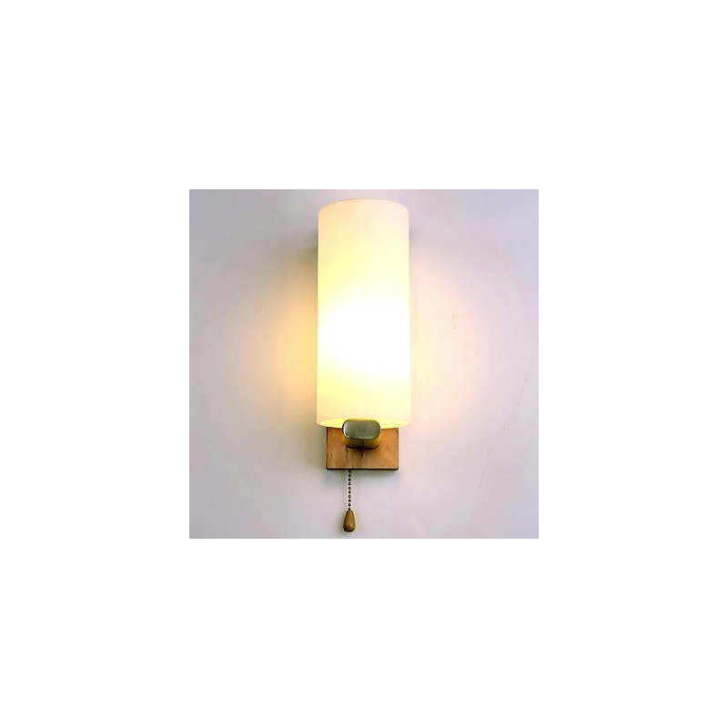 Applique da parete country mini con protezione occhi, luce ambientale, legno/bambù, E27