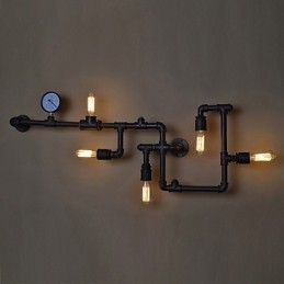 Applique da parete industriale Loft con 5 lampadine Edison vintage, stile tubolare
