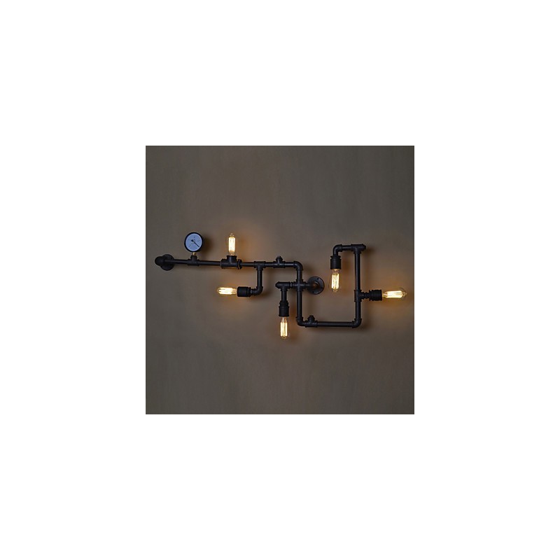 Applique da parete industriale Loft con 5 lampadine Edison vintage, stile tubolare