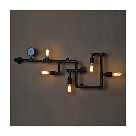 Applique da parete industriale Loft con 5 lampadine Edison vintage, stile tubolare