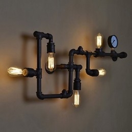 Applique da parete industriale Loft con 5 lampadine Edison vintage, stile tubolare