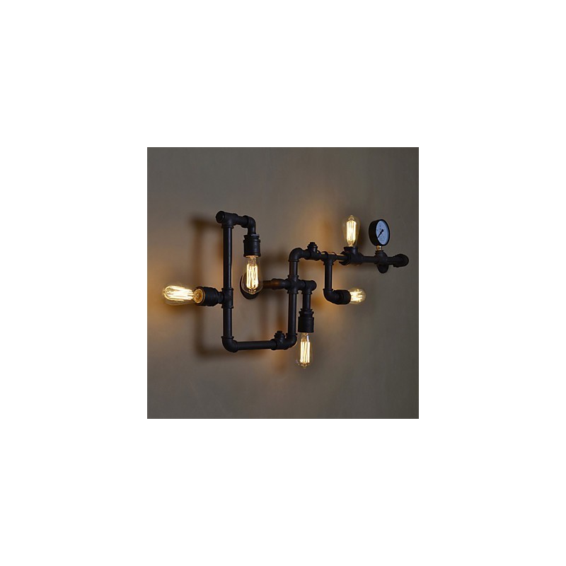 Applique da parete industriale Loft con 5 lampadine Edison vintage, stile tubolare