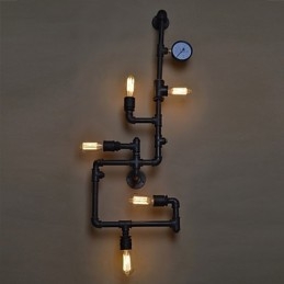Applique da parete industriale Loft con 5 lampadine Edison vintage, stile tubolare
