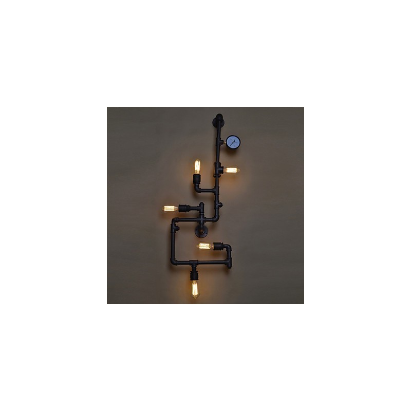 Applique da parete industriale Loft con 5 lampadine Edison vintage, stile tubolare