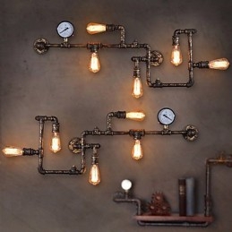 Applique da parete industriale Loft con 5 lampadine Edison vintage, stile tubolare