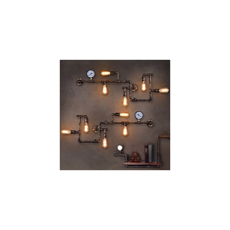 Applique da parete industriale Loft con 5 lampadine Edison vintage, stile tubolare