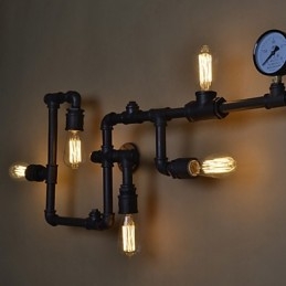 Applique da parete industriale Loft con 5 lampadine Edison vintage, stile tubolare